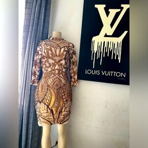 Gold sequin Windsor mini dress